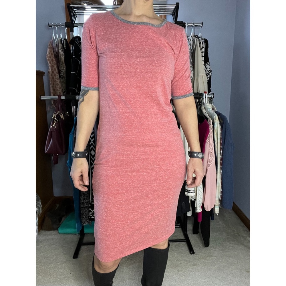 Lularoe red fitted jersey dress size medium